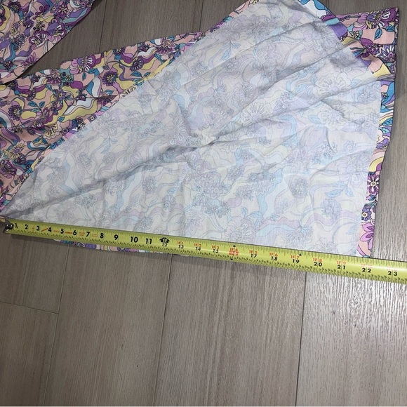 NEW LA PORTE Multicolor Swirl Print Linen Shirt Top Paperbag Pants Set Small S - Picture 16 of 16